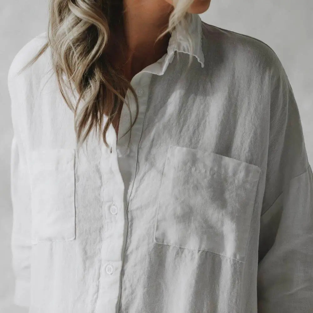 Linen shirt dress white by Seaside Tones Seaside Tones