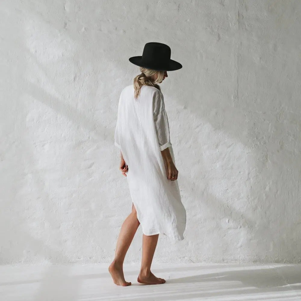 Linen shirt dress white by Seaside Tones Seaside Tones