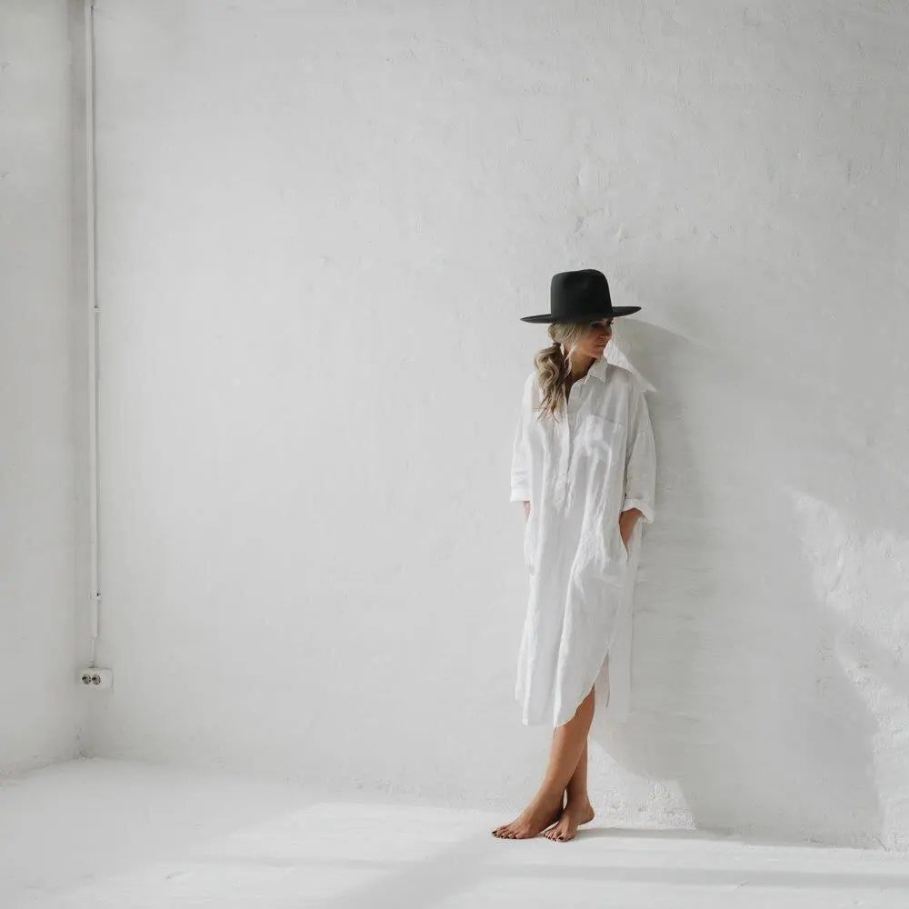 Linen shirt dress white by Seaside Tones Seaside Tones