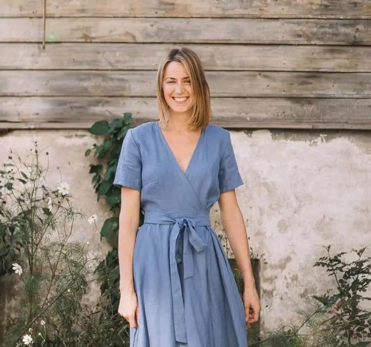 Lisbon Midi wrap linen dress Mantaikotai