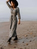 Long Wrap Linen Dress in Grey Melange Odalux