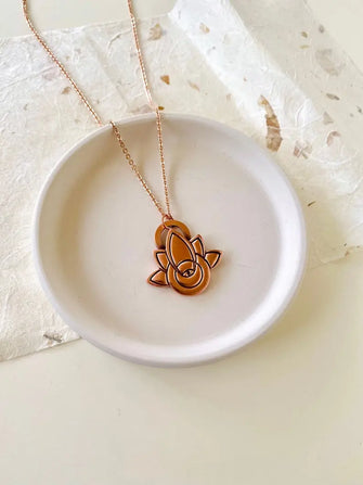 Lotus evil eye pendant, recycled copper with rose gold chain by Earth Fire Jewellery Earth Fire Jewellery