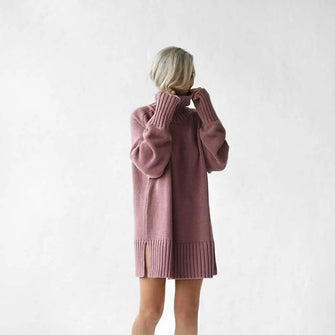 Mauve recycled cotton turtleneck sweater by Seaside Tones Seaside Tones