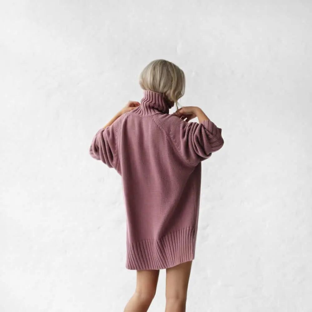 Mauve recycled cotton turtleneck sweater by Seaside Tones Seaside Tones