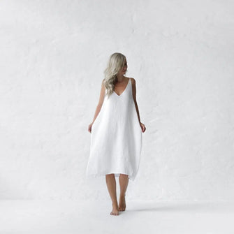 Midi linen dress Nanami White by Seaside Tones Seaside Tones