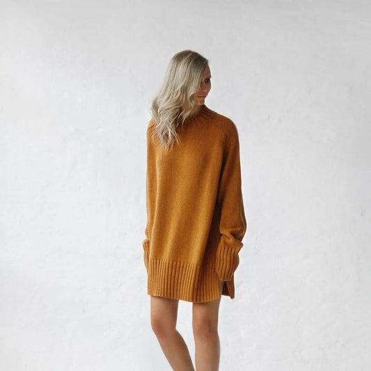 Mustard recycled cotton crew neck sweater by Seaside Tones Seaside Tones