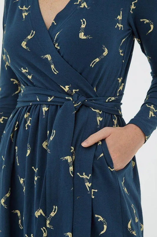 Organic Dress Navy Dafne Tiralahilacha