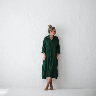 Oversized Linen Dress - Green by Seaside Tones Seaside Tones