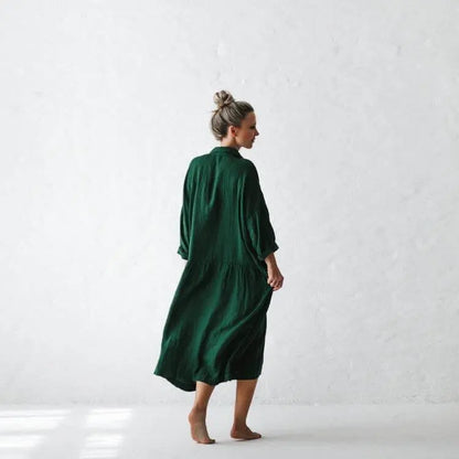 Oversized Linen Dress - Green by Seaside Tones Seaside Tones