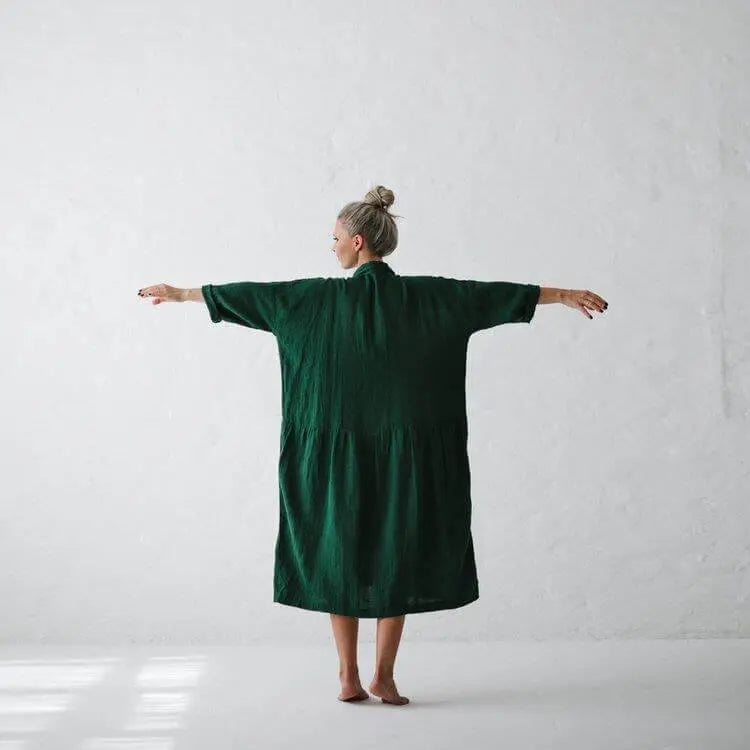 Oversized Linen Dress - Green by Seaside Tones Seaside Tones