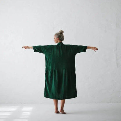 Oversized Linen Dress - Green by Seaside Tones Seaside Tones