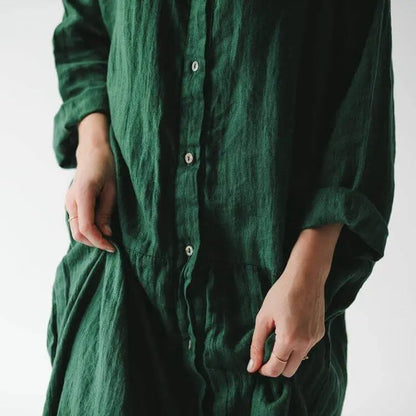 Oversized Linen Dress - Green by Seaside Tones Seaside Tones