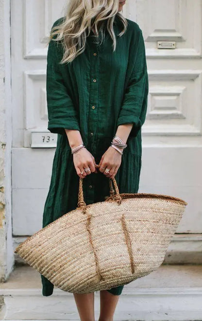 Oversized Linen Dress - Green by Seaside Tones Seaside Tones