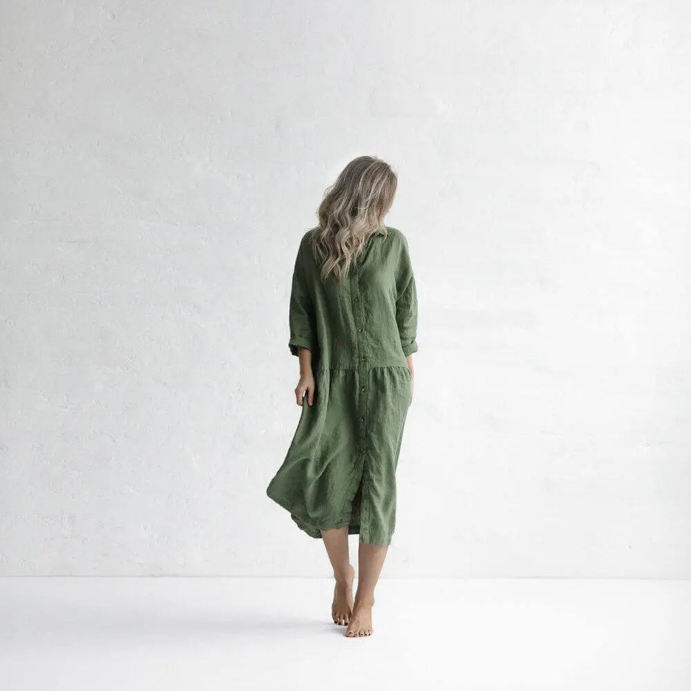 Oversized Olive Linen Dress by Seaside Tones Seaside Tones