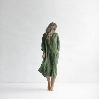Oversized Olive Linen Dress by Seaside Tones Seaside Tones