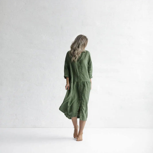 Oversized Olive Linen Dress by Seaside Tones Seaside Tones