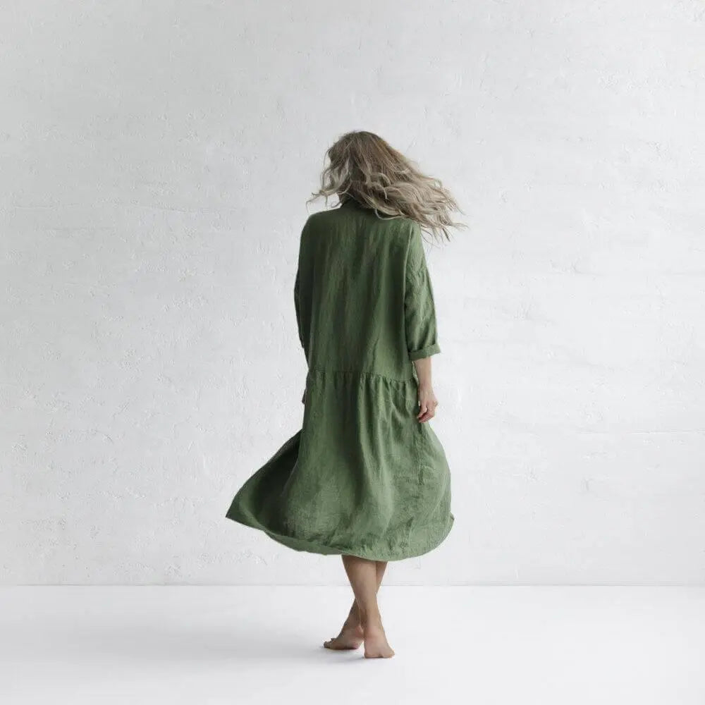 Oversized Olive Linen Dress by Seaside Tones Seaside Tones