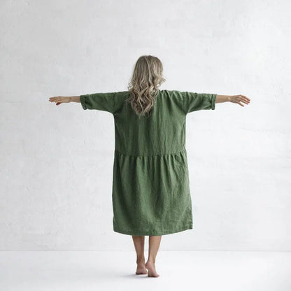 Oversized Olive Linen Dress by Seaside Tones Seaside Tones