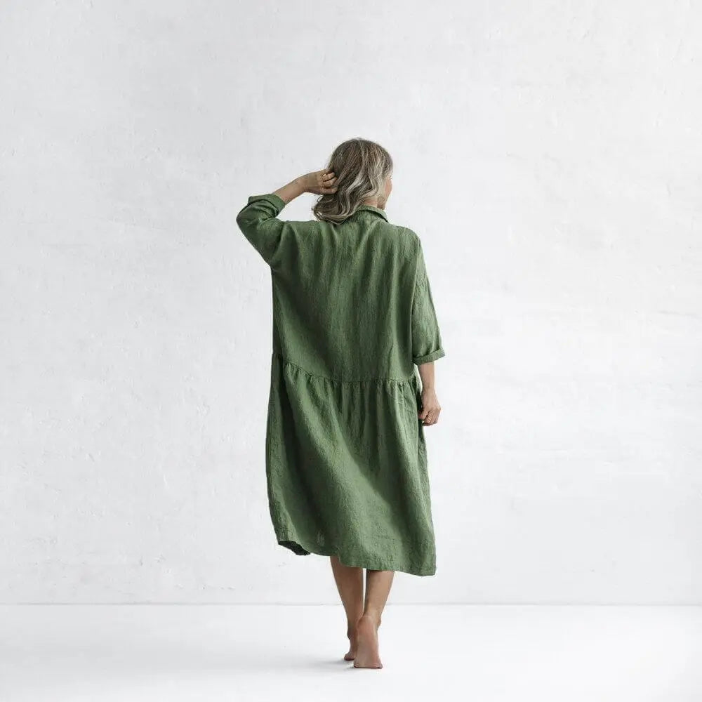Oversized Olive Linen Dress by Seaside Tones Seaside Tones