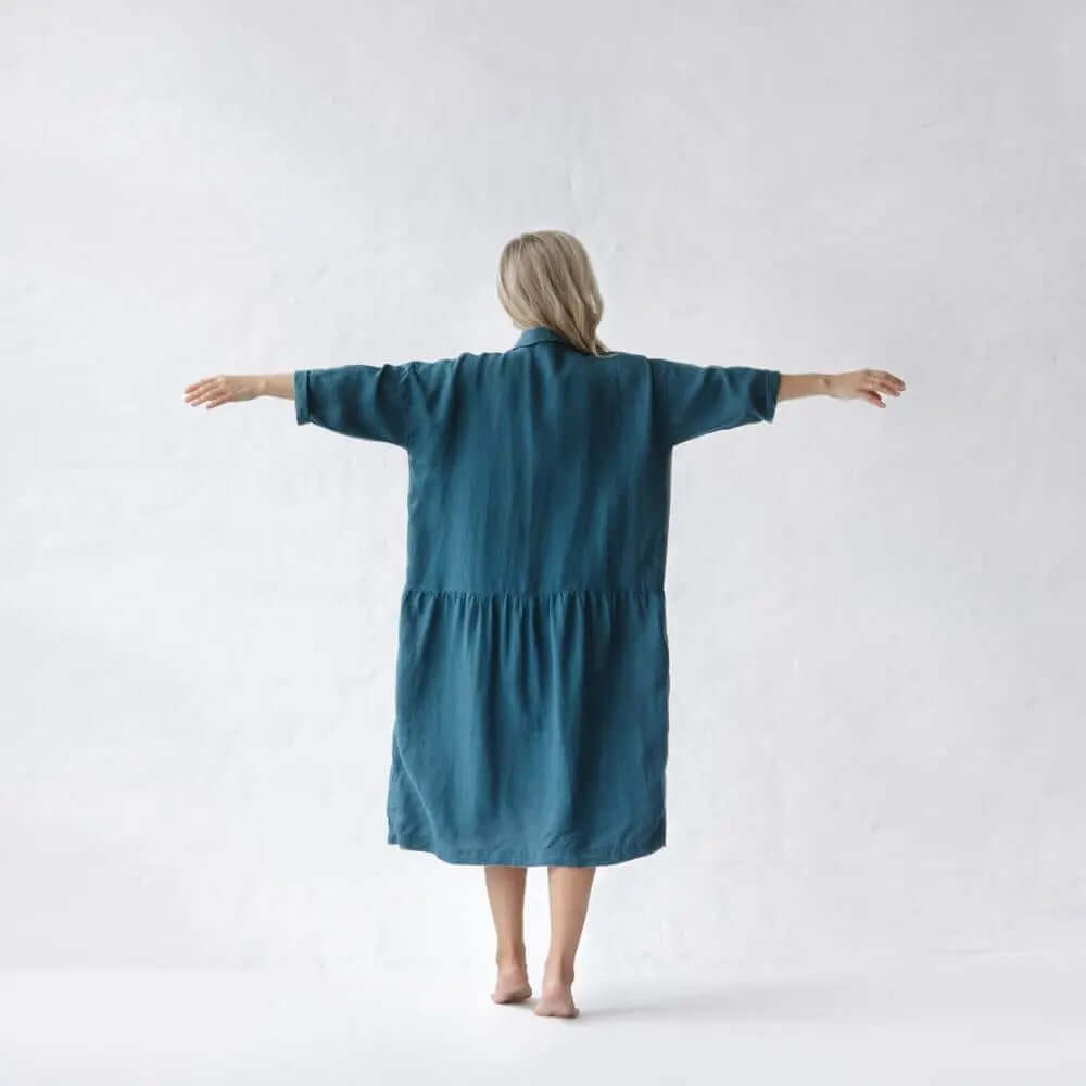 Oversized Teal linen dress by Seaside Tones Seaside Tones