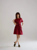 PRE-ORDER Burgundy Belted Linen Dress  - Short sleeve / Mini Nich