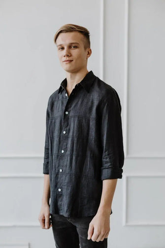 PRE-ORDER Classic Black Linen Shirt Odalux