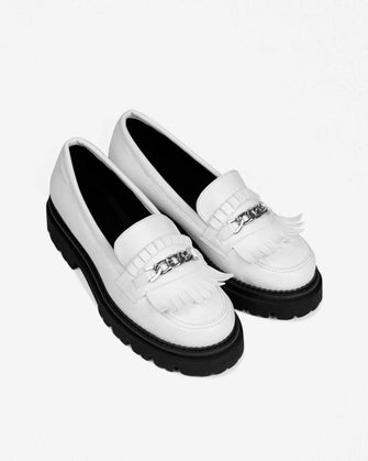 PRE-ORDER Vegan Chunky Loafers White Grape Leather Loafers by Bohema Bohema