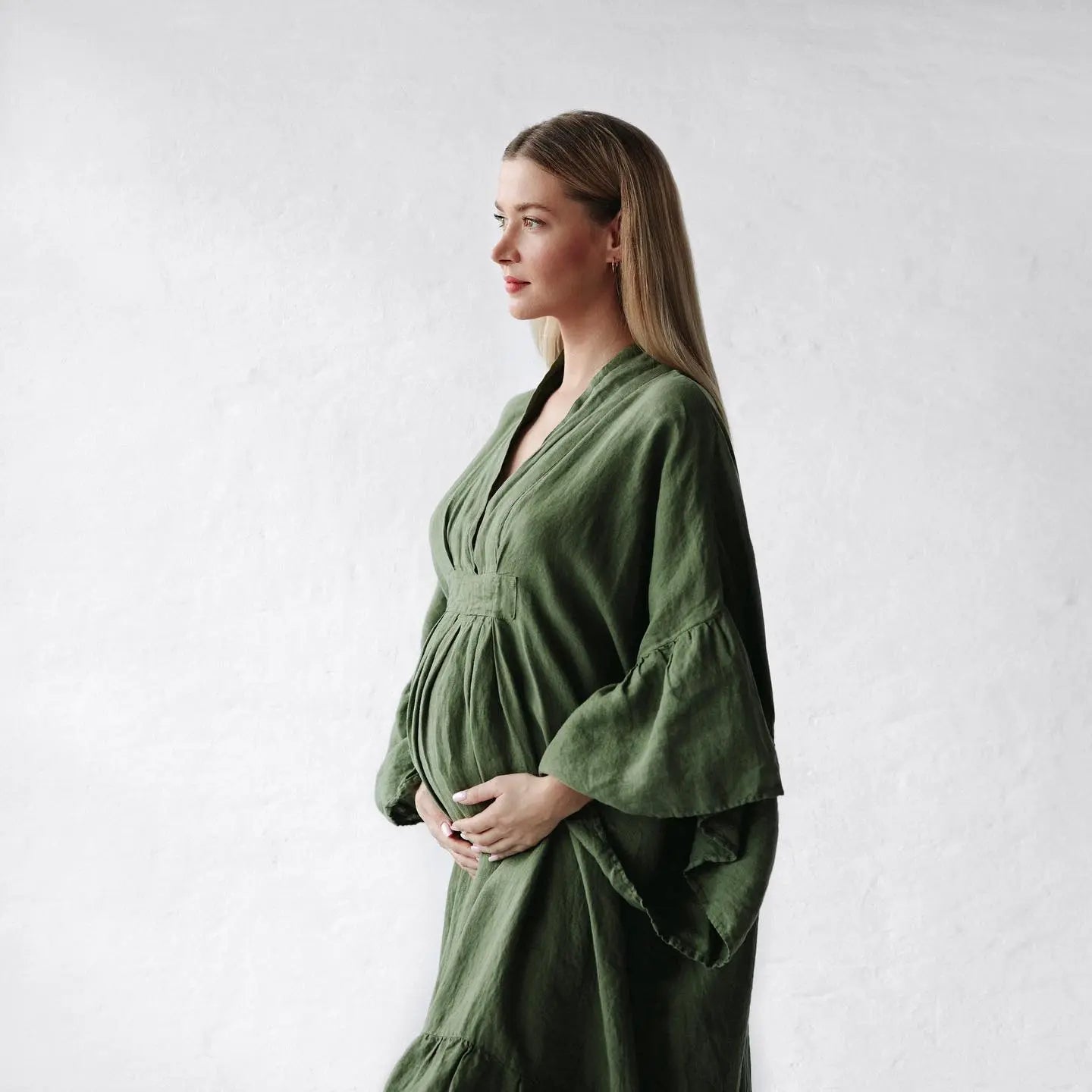 Sea Khaki, Blue, Black & Pink Neon Linen Dress by Seaside Tones Seaside Tones
