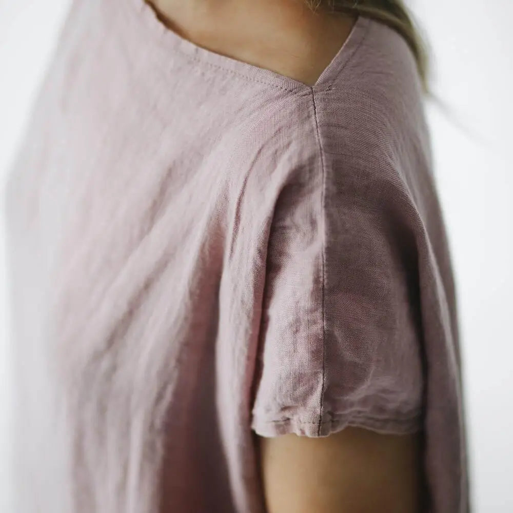Short Square linen dress pink by Seaside Tones Seaside Tones