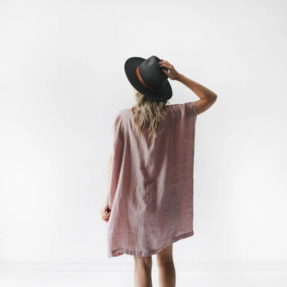 Short Square linen dress pink by Seaside Tones Seaside Tones