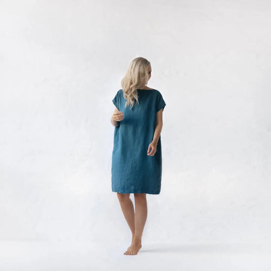 Square linen dress blue by Seaside Tones Seaside Tones