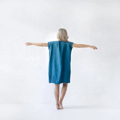 Square linen dress blue by Seaside Tones Seaside Tones