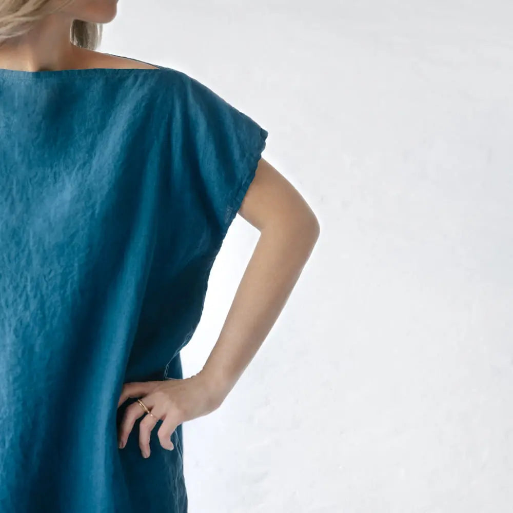 Square linen dress blue by Seaside Tones Seaside Tones