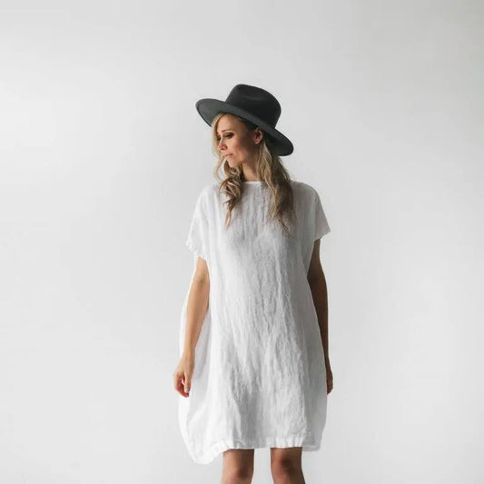 Square linen dress white by Seaside Tones Seaside Tones