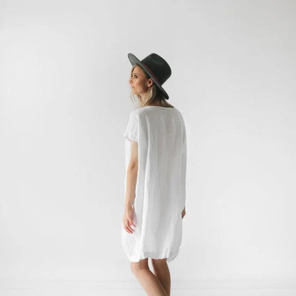 Square linen dress white by Seaside Tones Seaside Tones