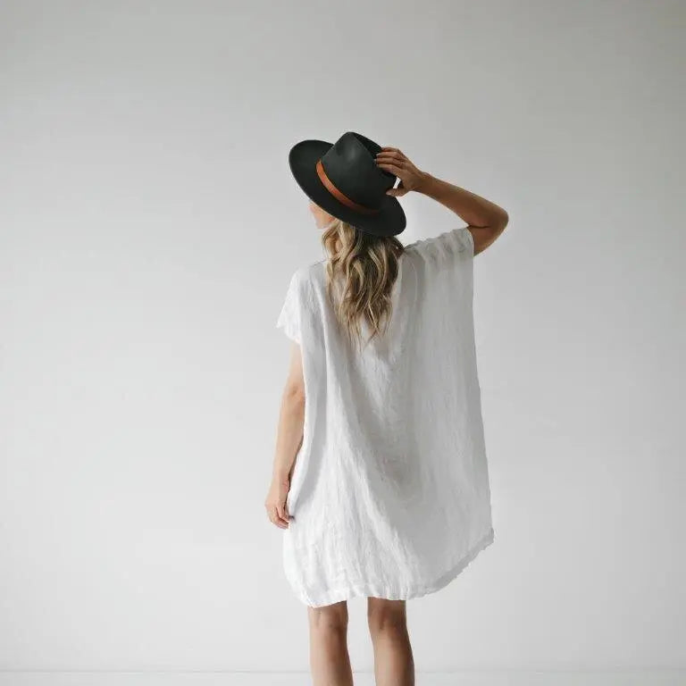 Square linen dress white by Seaside Tones Seaside Tones