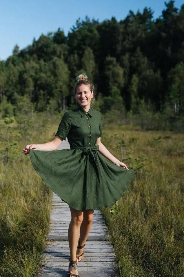 Sydney Forest linen dress Mantaikotai