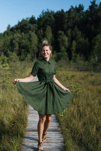 Sydney Forest linen dress Mantaikotai