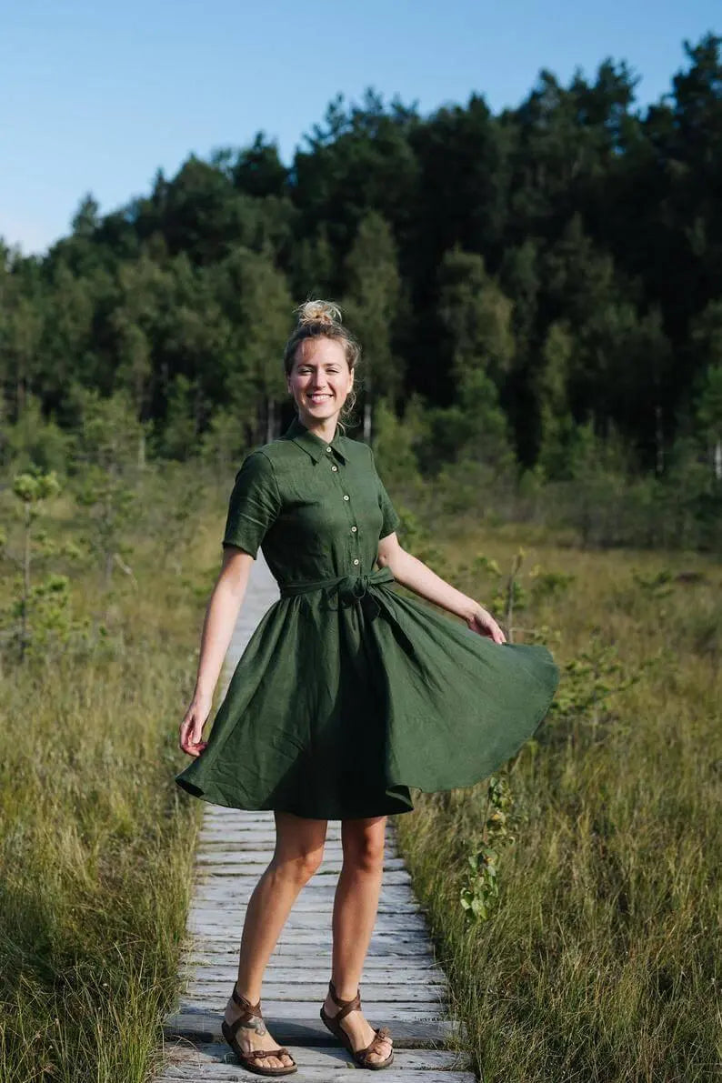 Sydney Forest linen dress Mantaikotai
