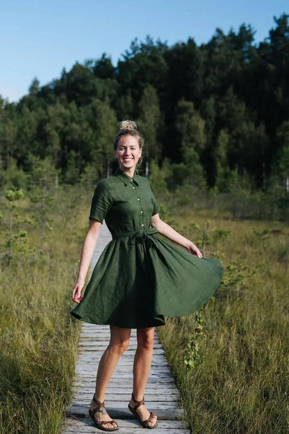 Sydney Forest linen dress Mantaikotai