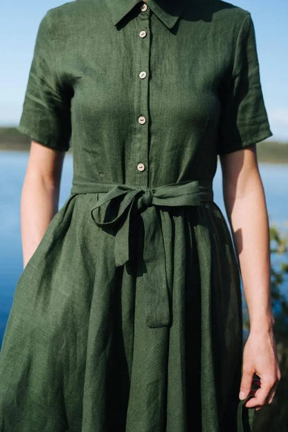 Sydney Forest linen dress Mantaikotai