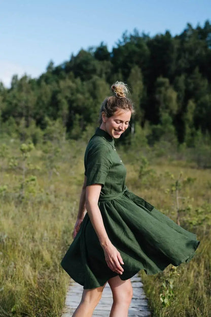 Sydney Forest linen dress Mantaikotai