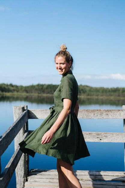 Sydney Forest linen dress Mantaikotai