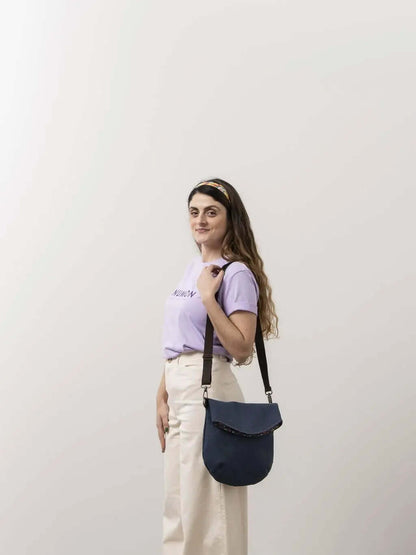 Upcycled vegan messenger bag - Stone Numon