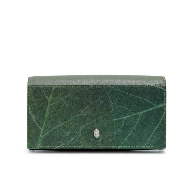 Vegan Leaf leather foldover wallet Thamon
