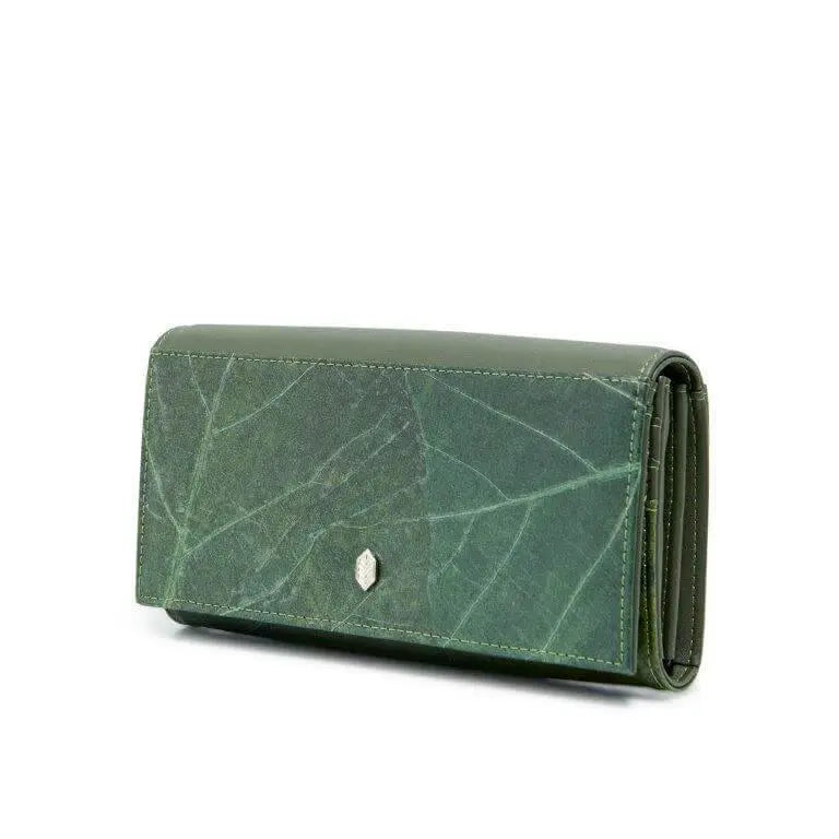 Vegan Leaf leather foldover wallet Thamon