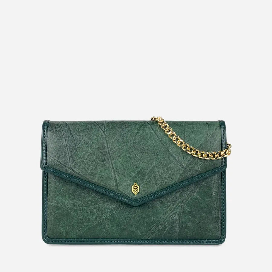Vegan bag with chain made of leaves Margot Thamon
