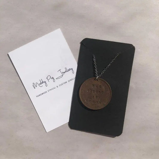 Vegan penny with message The Muddy Pig