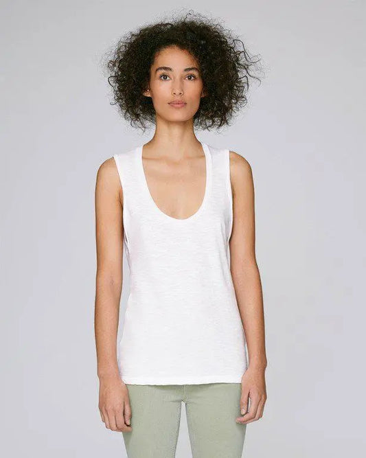 WHITE ORGANIC SCOOP NECK TANK TOP Stanley Stella